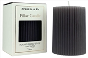 Buy Candle Pillar Ribbed 8 cm Grey