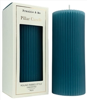 Buy Candle Pillar Ribbed 14 cm Teal