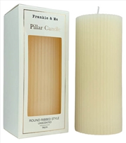Buy Candle Pillar Ribbed 14 cm Ivory