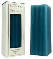 Buy Candle Pillar Rib Square 14 cm Teal