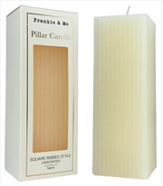 Buy Candle Pillar Rib Square 14 cm Ivory