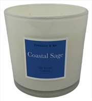 Buy Candle 400G Coastal Sage Cut Wick White Glass