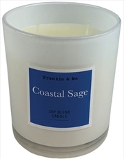 Buy Candle 295G Coastal Sage Cut Wick White Glass