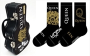 Buy Queen Socks 3 Pack In Guitar Tin (One Size)