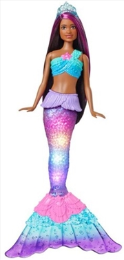Buy Mattel - Barbie Mattel - Barbie Dreamtopia Twinkle Lights Mermaid, Brunette with Purple Streaks