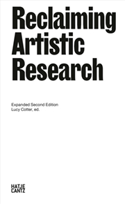 Buy Reclaiming Artistic Research