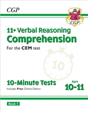 Buy 11+ Cem 10-Minute Tests: Comprehension - Ages 10-11 Book 1 (With Online Edition)