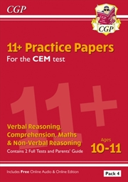 Buy 11+ Cem Practice Papers: Ages 10-11 - Pack 4 (With Parents' Guide & Online Edition)