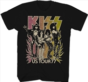 Buy Kiss - Us Tour '77 Gradient T-Shirt - Large Black 38101101A3