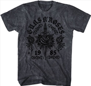 Buy Guns N' Roses - Flocked Tattoo T-Shirt - XL Black Mineral Wash