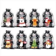 Buy Black and white checkered Christmas Gift Drawstring Bags Set - 10 Pcs
