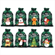 Buy Green grid Christmas Gift Drawstring Bags Set - 10 Pcs