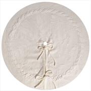 Buy White Luxury Knit Christmas Tree Skirt with Cable-Knit Border - 92cm