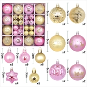 Buy Gold and pink 44-Piece Assorted Christmas Baubles Set