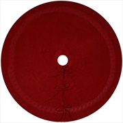 Buy Red Luxury Knit Christmas Tree Skirt with Cable-Knit Border - 122cm