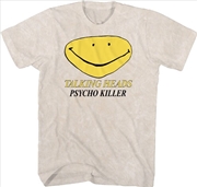 Buy Talking Heads - Psycho Killer Smiley Face T-Shirt - XL Tan
