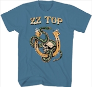 Buy ZZ Top - Snake Skull T-Shirt - XL Blue