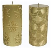 Buy Candle Pillr Christmas 15Cm Embossed Gold (SENT AT RANDOM)