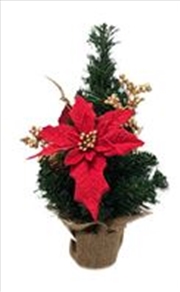 Buy Christmas Table Tree Red Gold Ponsettia 45Cm
