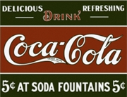 Buy Coke - 5 Cents At Fountain Tin Sign 31.7Cm X 40.6Cm