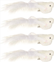 Buy Christmas White Glitter Birds Tree Hanging Decorations (6Pk)