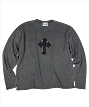 Buy [Stray Kids Han Pick] Classic Cross Pigment Oversized Knit Charcoal