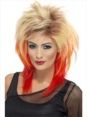 Buy 80's Blonde & Red Mullet Wig, Adult
