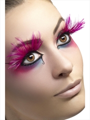 Buy Eyelashes Pink With Feather Plumes, Adult