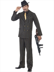 Buy Gangster Gold Pinstripe Costume - Size L