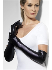 Buy Gloves, Black Wet Look, Adult