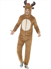 Buy Reindeer Costume, Brown, With Hooded Jumpsuit -Size L