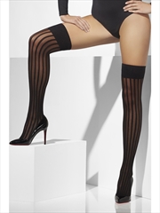 Buy Thigh Highs, Black With Vertical Stripes, Adult