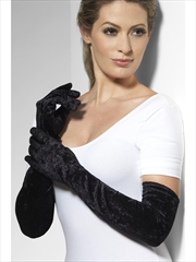 Buy Velveteen Gloves, Black - Adult