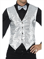 Buy Waistcoat - Silver Sequin, Adult - Size M
