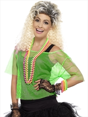 Buy 80's Fishnet Top, Neon Green - Size XL