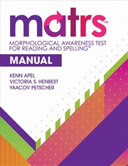 Buy Morphological Awareness Test for Reading and Spelling (TM) (MATRS (TM))Manual