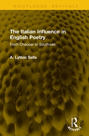 Buy Italian Influence in English Poetry
