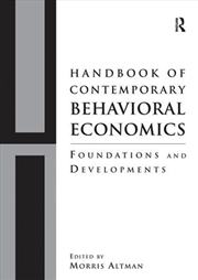 Buy Handbook of Contemporary Behavioral Economics