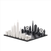 Buy Skyline Chess - London vs New York Edition (Wood Board with Hatch design black/grey) 38x38x20cm