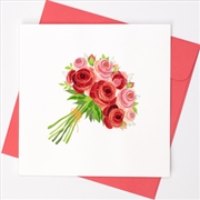 Buy Quilled Greeting Card Bouquet of Roses 15x15cm