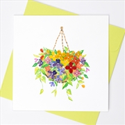 Buy Quilled Greeting Card Hanging Flower Basket 15x15cm