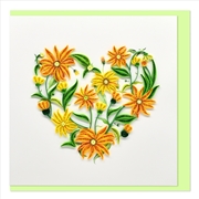 Buy Quilled Greeting Card Heart - Yellow Flowers 15x15cm