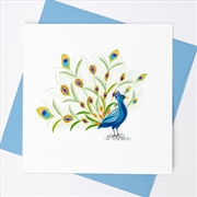 Buy Quilled Greeting Card Peacock Plumage 15x15cm