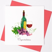 Buy Quilled Greeting Card Congratulations - Wine and Grapes 15x15cm
