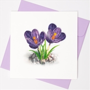 Buy Quilled Greeting Card Purple Crocus Flower 15x15cm