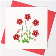 Buy Quilled Greeting Card Red Flowers 15x15cm