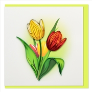Buy Quilled Greeting Card Yellow and Red Tulips 15x15cm