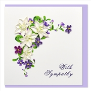 Buy Quilled Greeting Card With Sympathy - Purple and White Flowers 15x15cm