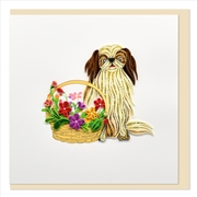 Buy Quilled Greeting Card Puppy Dog with Flower Basket 15x15cm