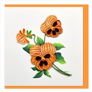 Buy Quilled Greeting Card Orange Pansies 15x15cm